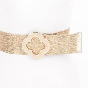 Metal Buckle Metallic Stretch Belt – Gold